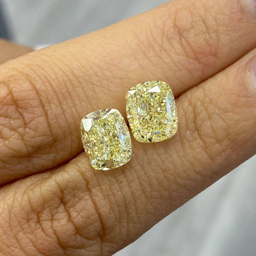 Fancy Yellow · Cushion Pair